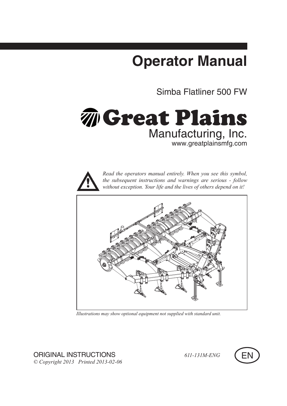 Great Plains Simba Flatliner 500 FW Operator Manual User Manual | 34 pages