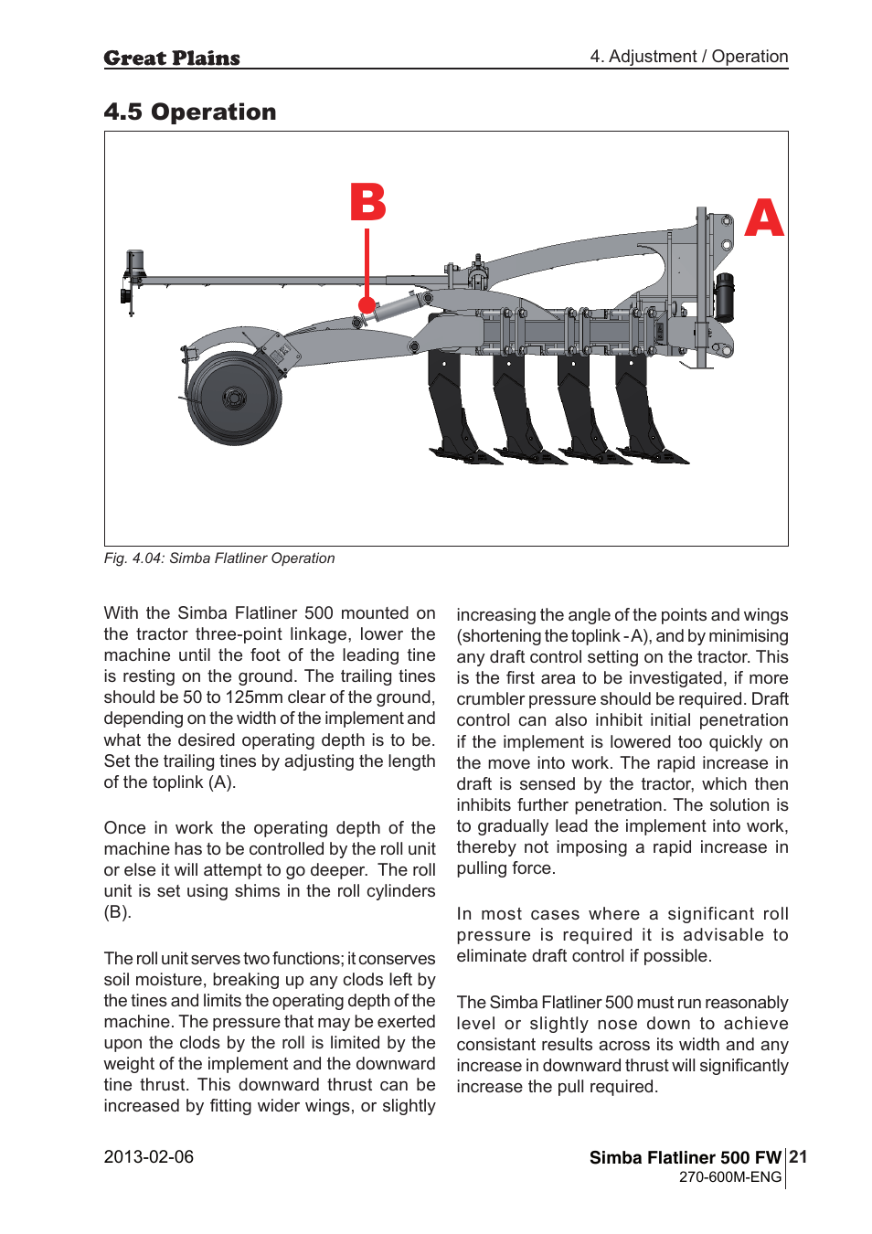 5 operation | Great Plains Simba Flatliner 500 FW Operator Manual User Manual | Page 21 / 34
