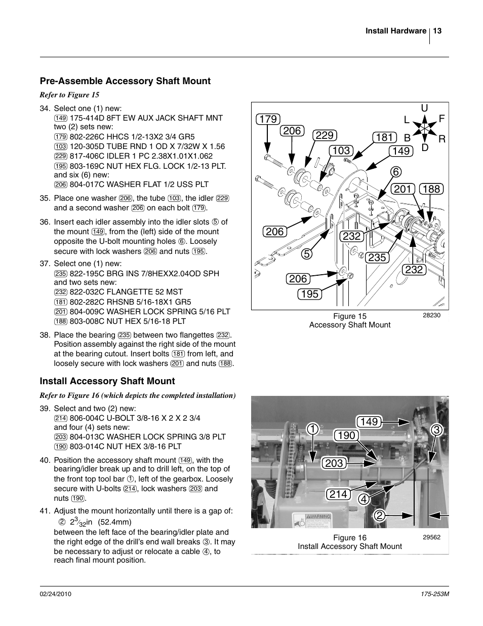 Pre-assemble accessory shaft mount, Install accessory shaft mount | Great Plains 800EW  Operator Manual User Manual | Page 15 / 46