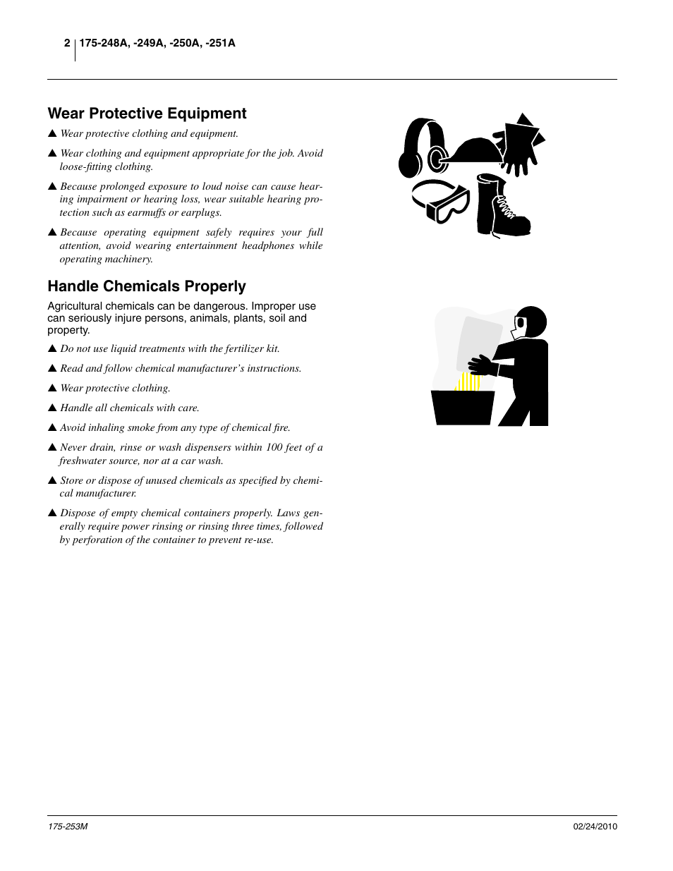 Wear protective equipment, Handle chemicals properly | Great Plains 800EW  Operator Manual User Manual | Page 4 / 46