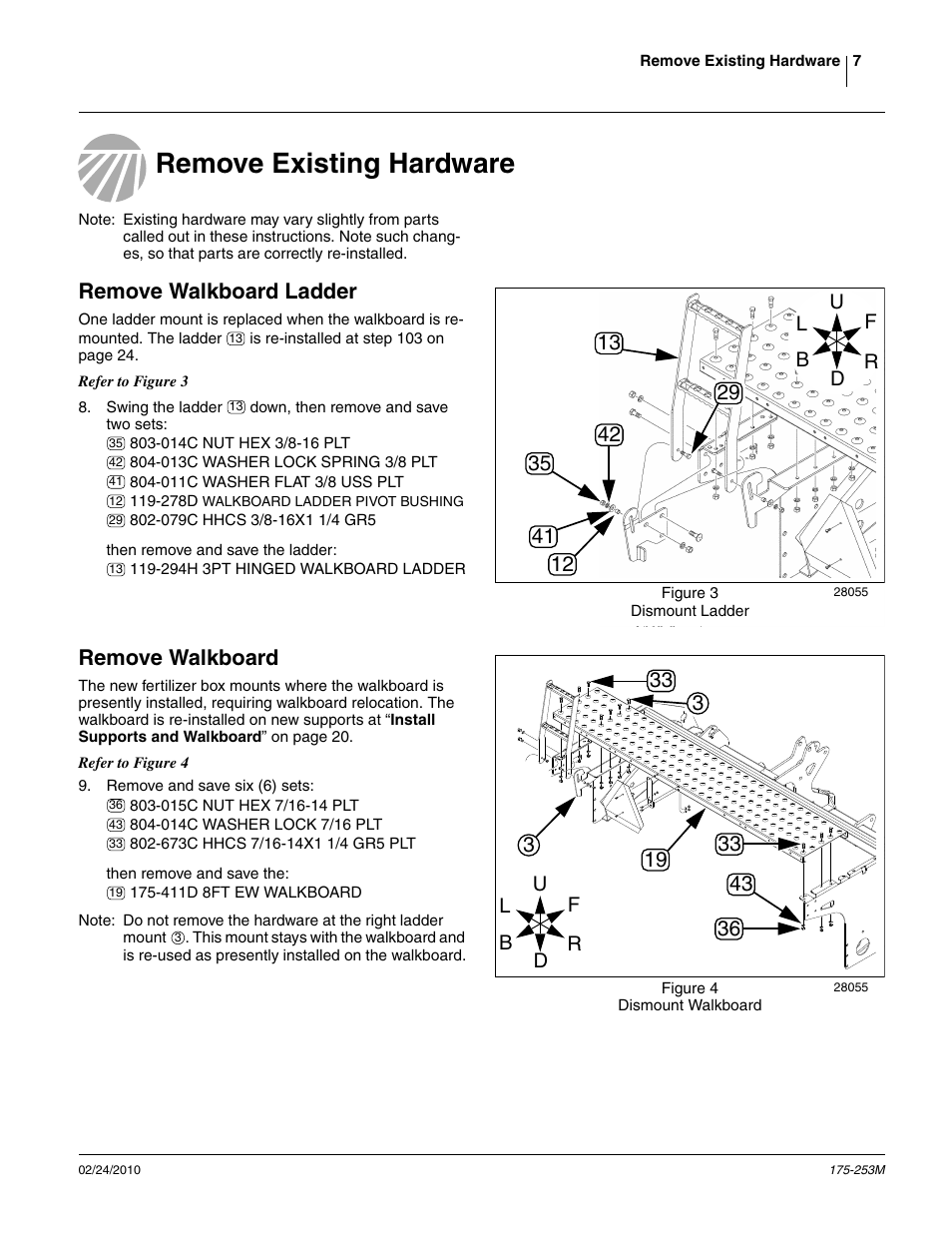 Remove existing hardware, Remove walkboard ladder, Remove walkboard | Great Plains 800EW  Operator Manual User Manual | Page 9 / 46