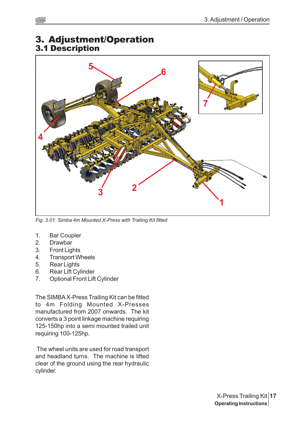 Adjustment/operation, 1 description | Great Plains P16867 Serial No 18009156 User Manual | Page 17 / 46