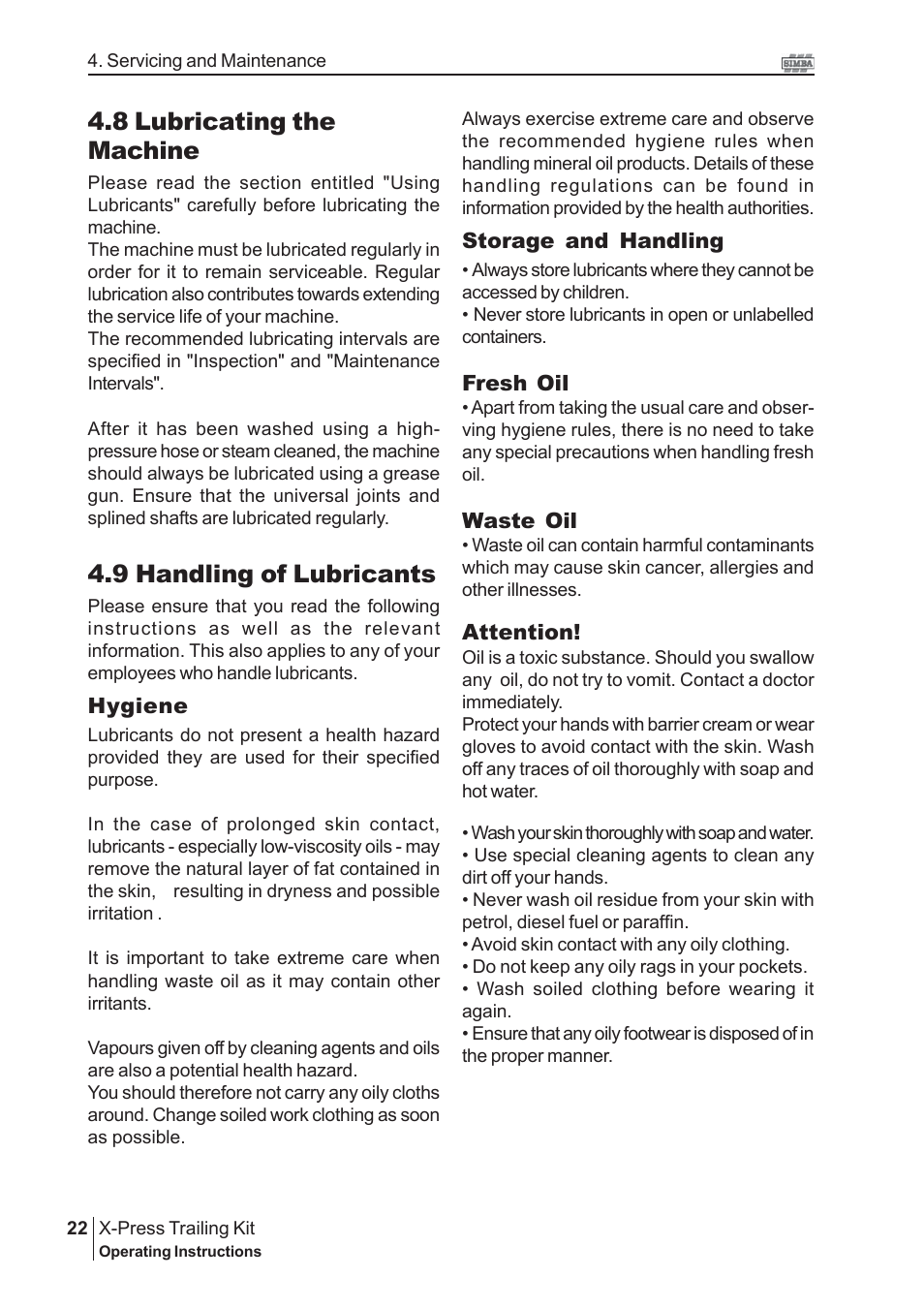 8 lubricating the machine, 9 handling of lubricants | Great Plains P16867 Serial No 18009156 User Manual | Page 22 / 46