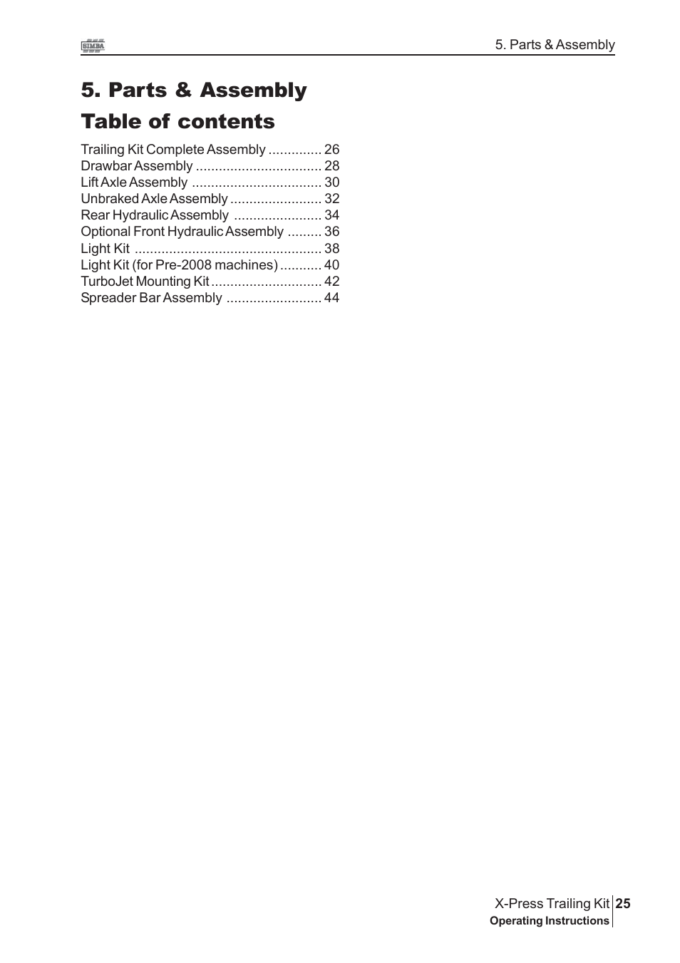Parts & assembly table of contents | Great Plains P16867 Serial No 18009156 User Manual | Page 25 / 46