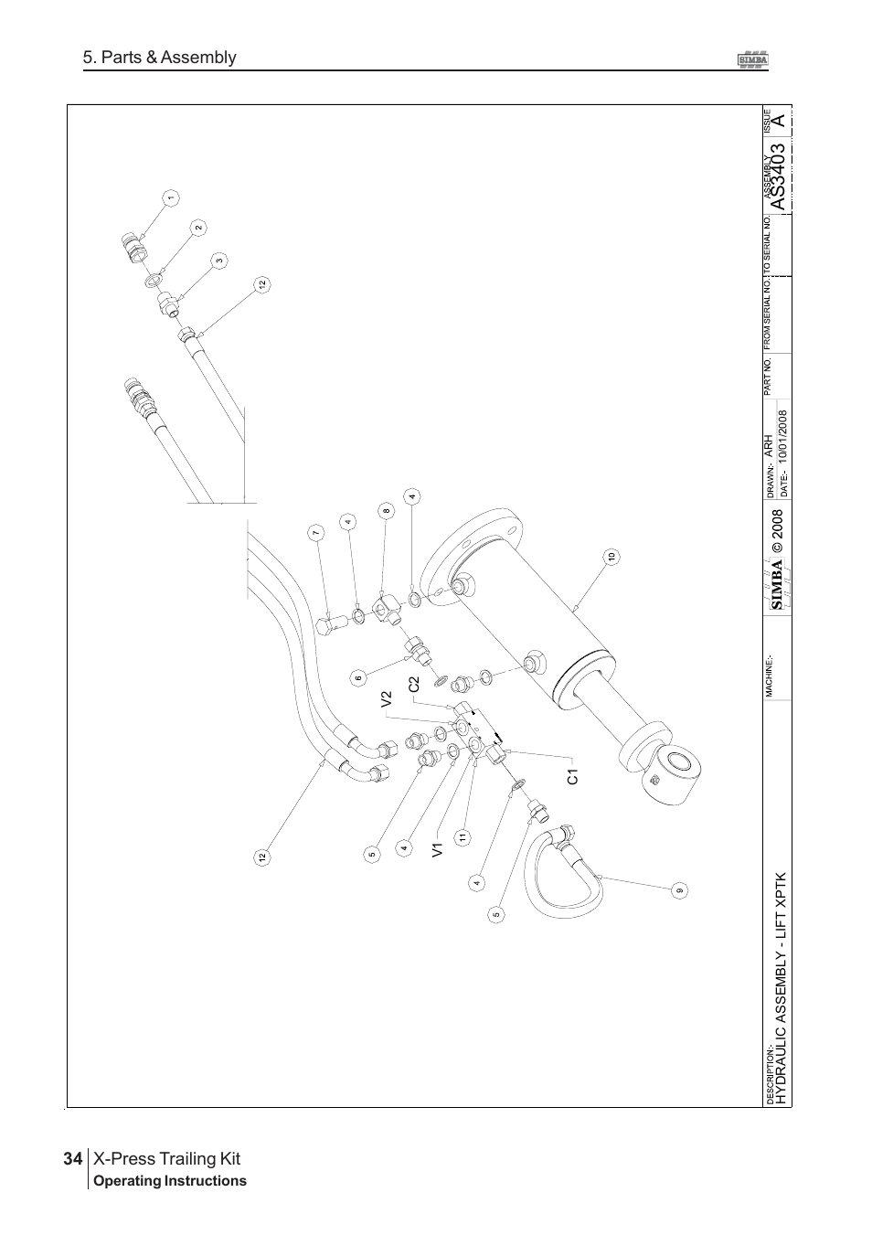 Aas 3403, X-press trailing kit, Parts & assembly | Great Plains P16867 Serial No 18009156 User Manual | Page 34 / 46