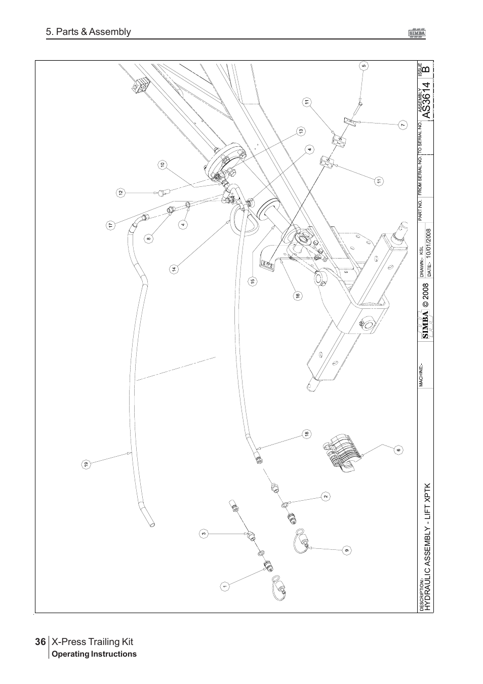 Bas3 614, X-press trailing kit, Parts & assembly | Great Plains P16867 Serial No 18009156 User Manual | Page 36 / 46