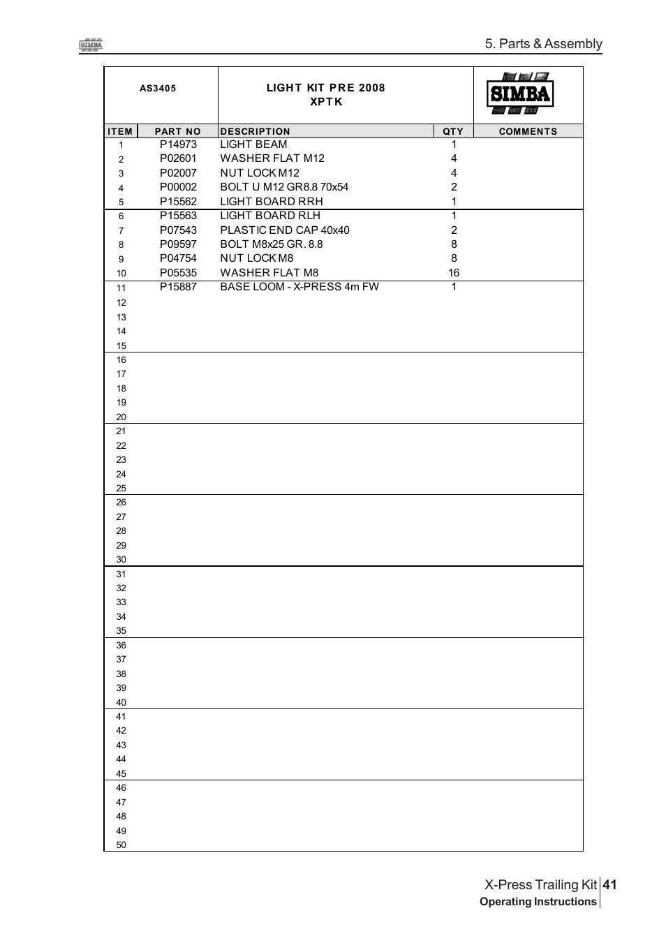 41 x-press trailing kit, Parts & assembly | Great Plains P16867 Serial No 18009156 User Manual | Page 41 / 46