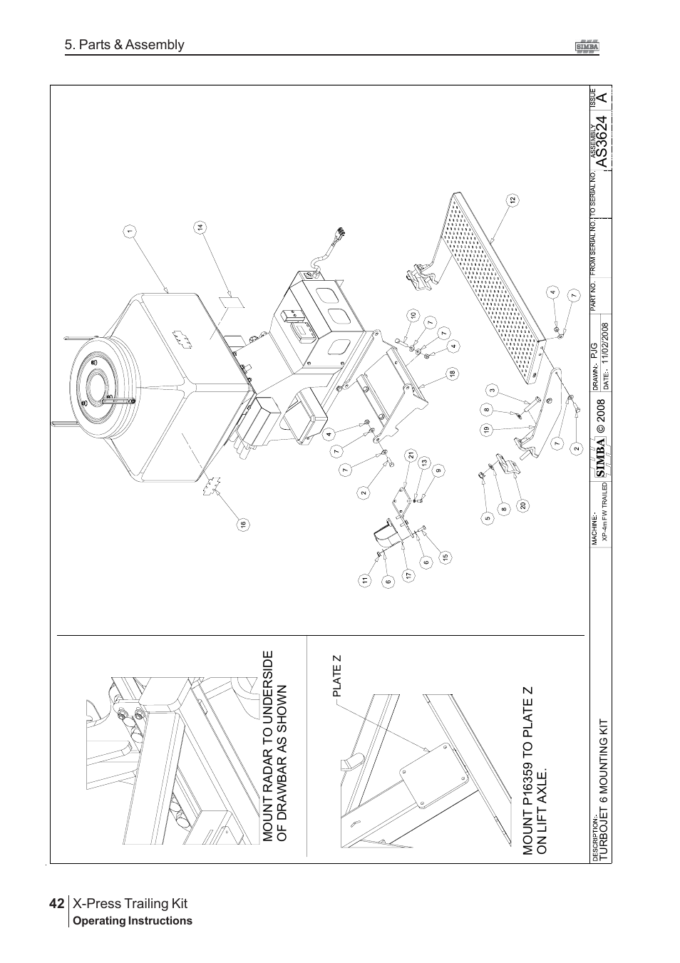 As 36 24, X-press trailing kit, 42 5. parts & assembly | Great Plains P16867 Serial No 18009156 User Manual | Page 42 / 46