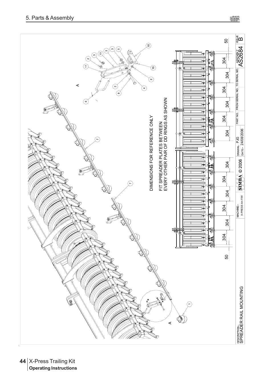 Bas268 4, X-press trailing kit, Parts & assembly | Great Plains P16867 Serial No 18009156 User Manual | Page 44 / 46