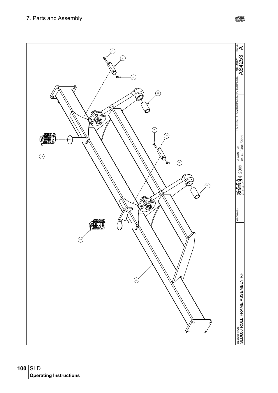 100 7. parts and assembly, As4 25 3, Operating instructions | Sim b a | Great Plains P18432A Operator Manual User Manual | Page 100 / 130