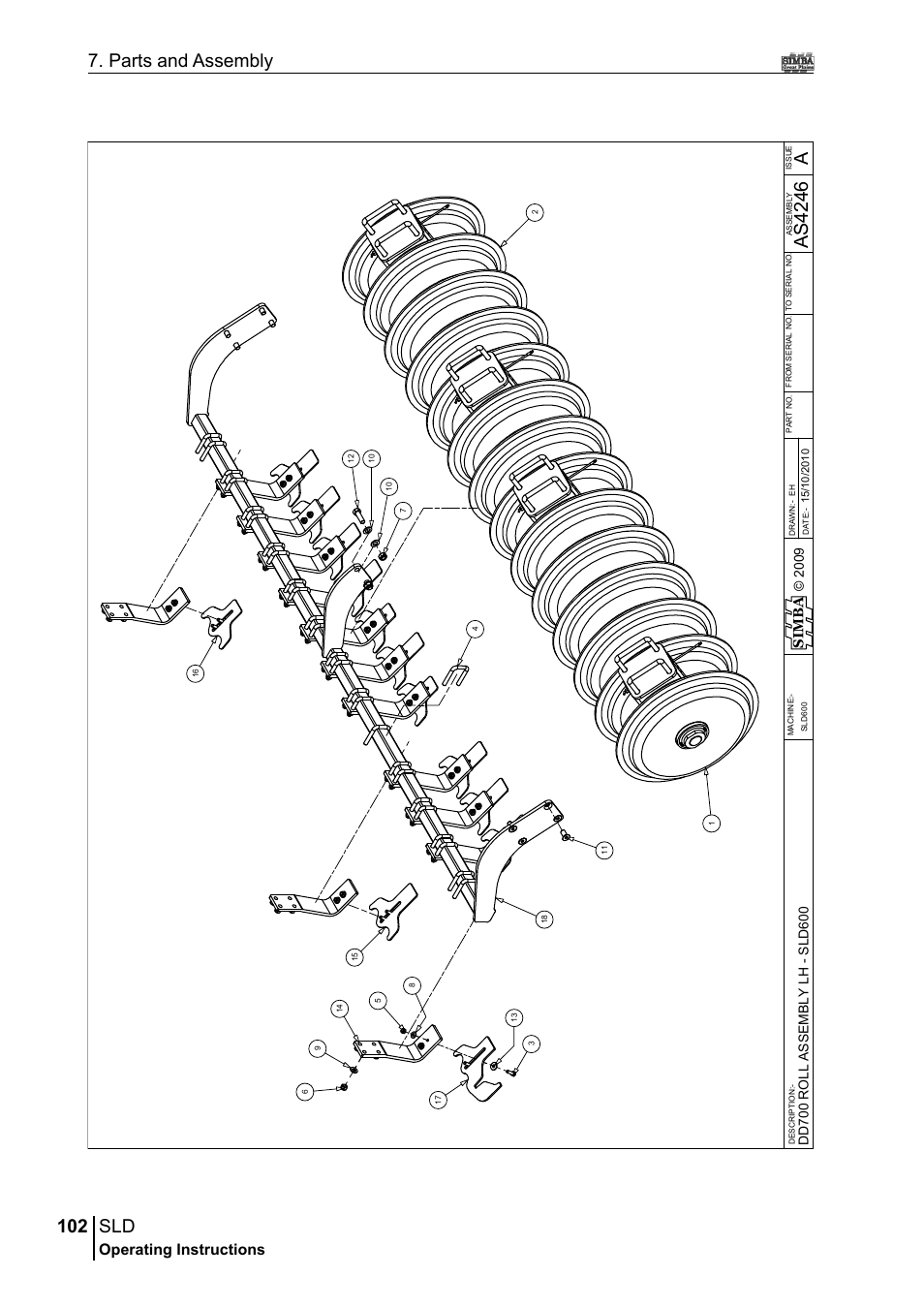 102 7. parts and assembly, As4 24 6, Operating instructions | Sim b a | Great Plains P18432A Operator Manual User Manual | Page 102 / 130