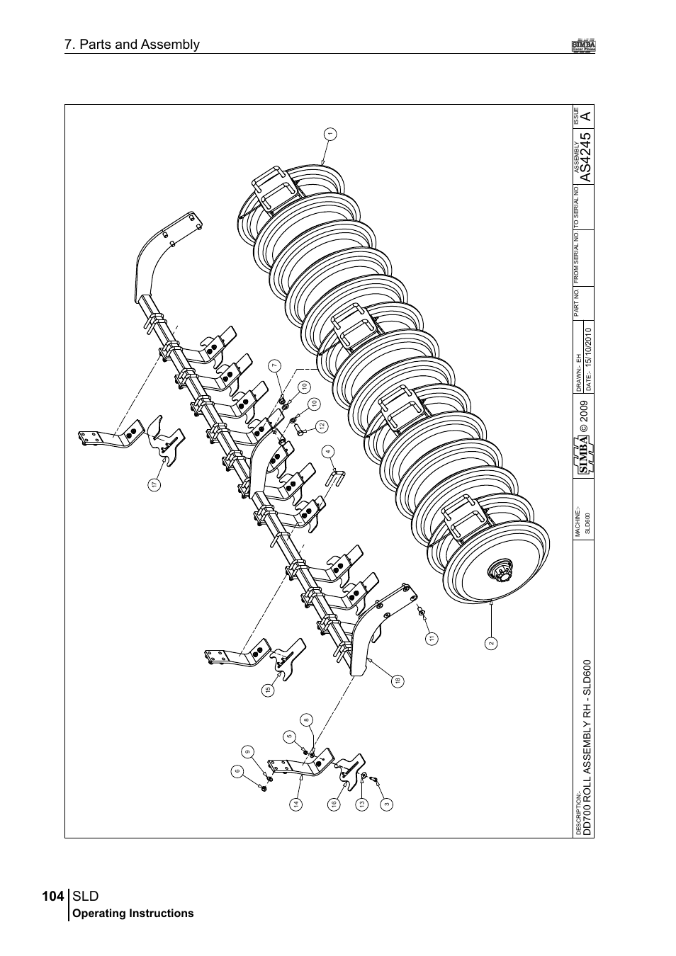 104 7. parts and assembly, As4 24 5, Operating instructions | Sim b a | Great Plains P18432A Operator Manual User Manual | Page 104 / 130