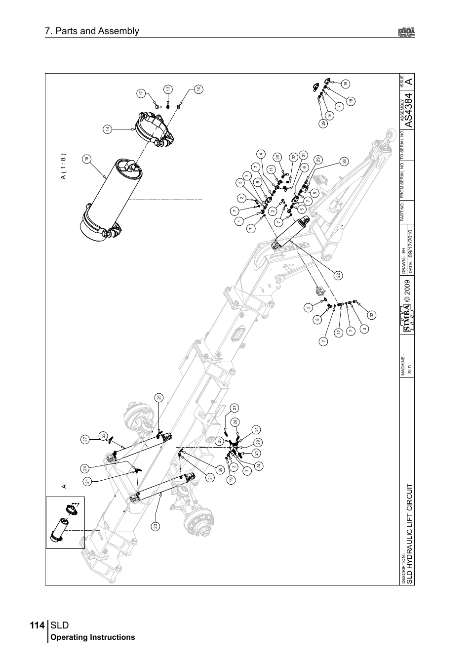 114 7. parts and assembly, Aas 43 84, Operating instructions | Si m b a, A( 1 : 8 ) a | Great Plains P18432A Operator Manual User Manual | Page 114 / 130