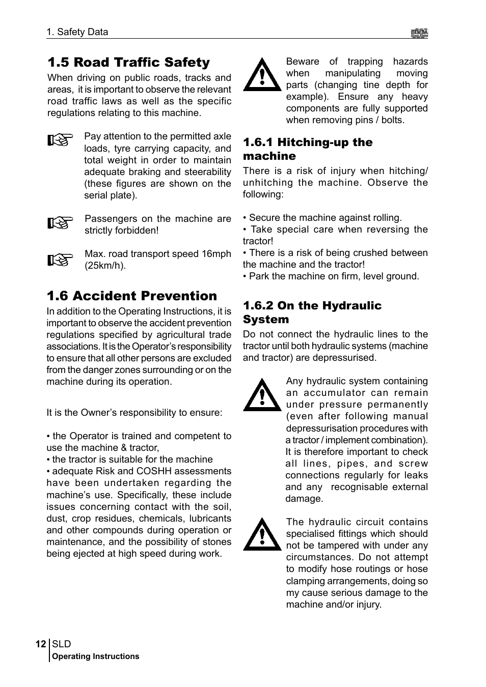 5 road traffic safety, 6 accident prevention | Great Plains P18432A Operator Manual User Manual | Page 12 / 130