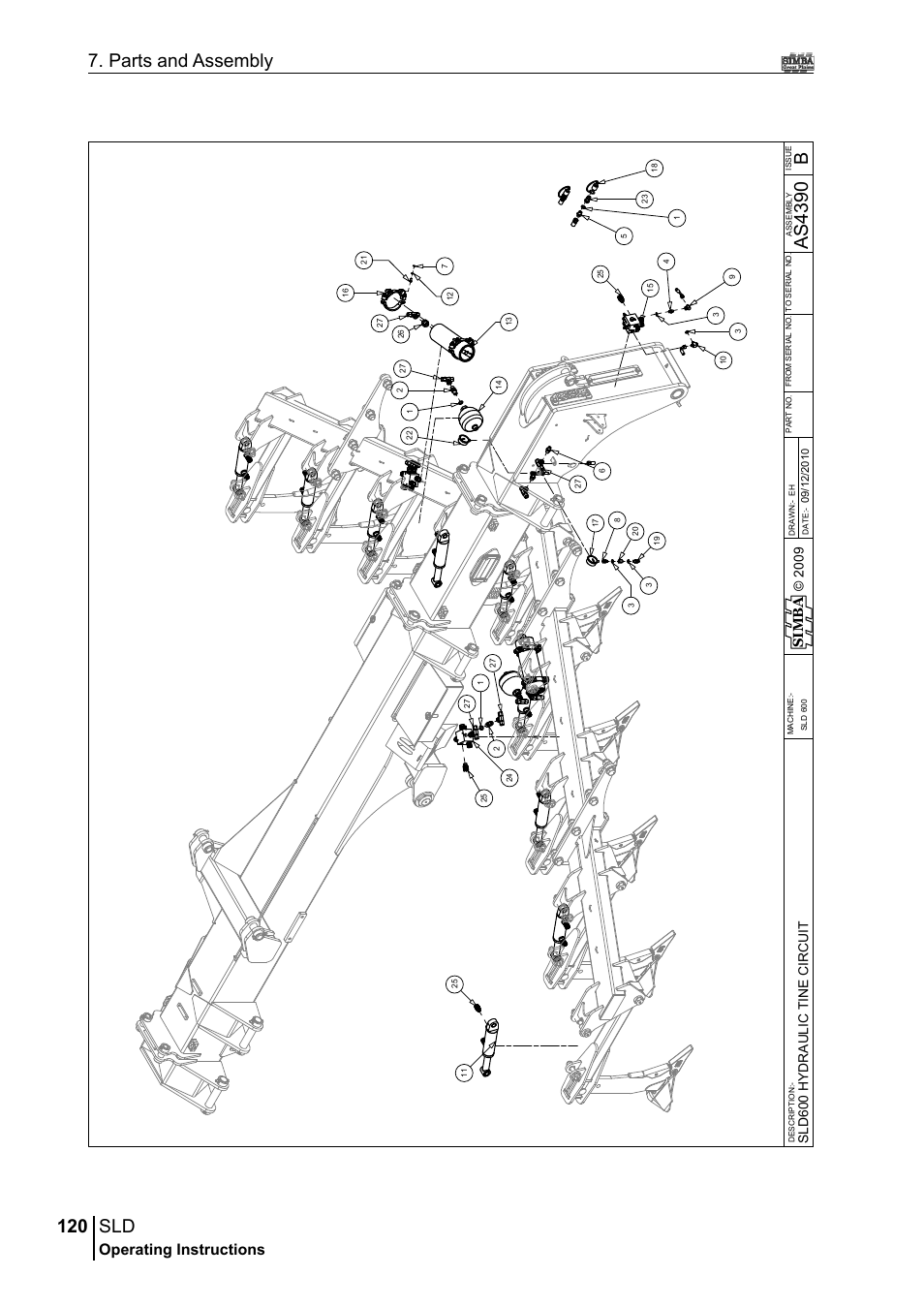 120 7. parts and assembly, Ba s4 39 0, Operating instructions | Si m b a | Great Plains P18432A Operator Manual User Manual | Page 120 / 130