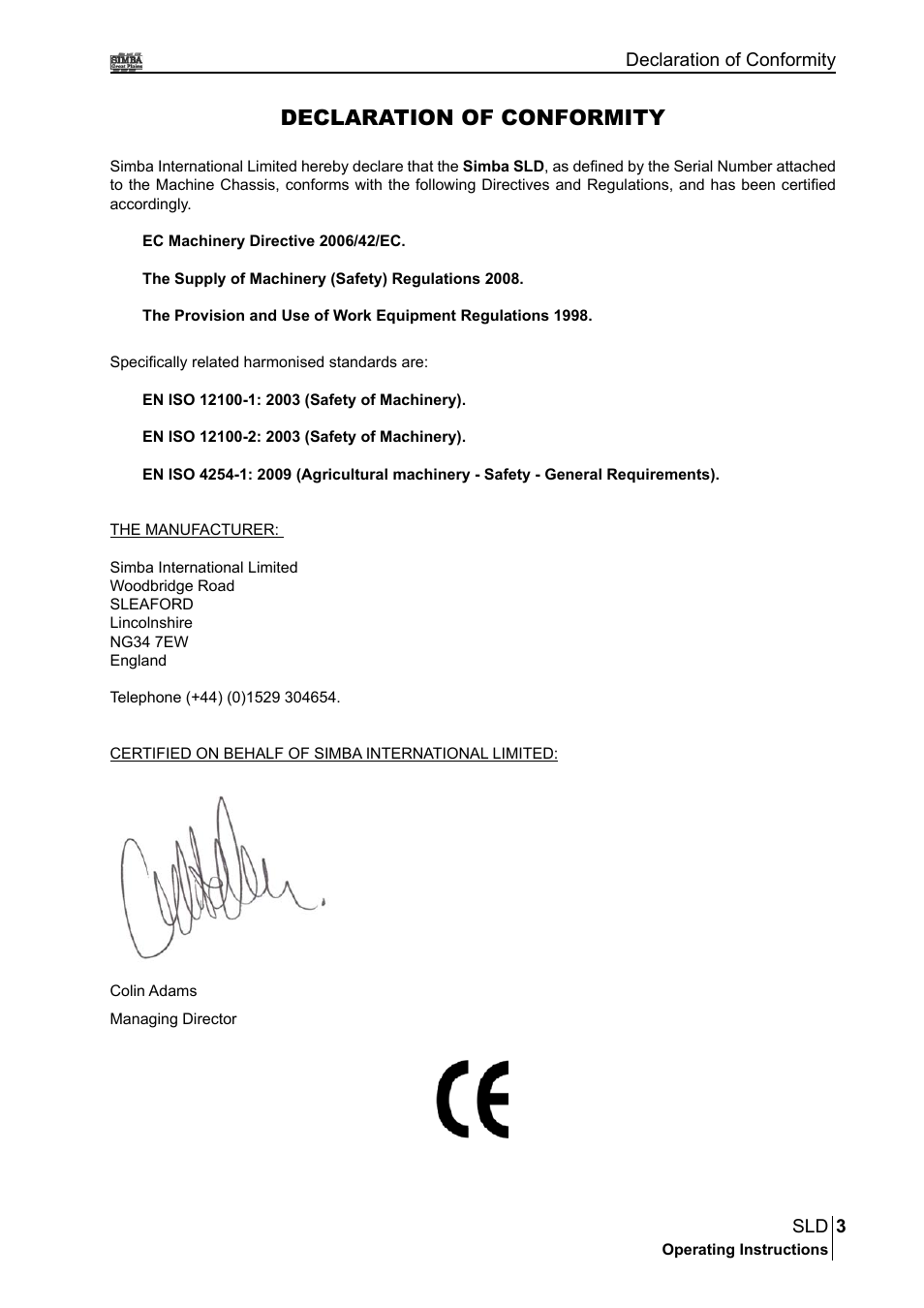 Declaration of conformity | Great Plains P18432A Operator Manual User Manual | Page 3 / 130