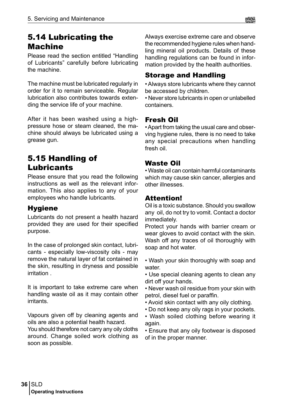 14 lubricating the machine, 15 handling of lubricants | Great Plains P18432A Operator Manual User Manual | Page 36 / 130