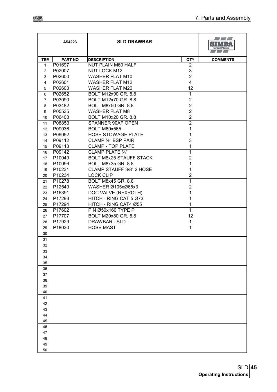 45 sld, Parts and assembly | Great Plains P18432A Operator Manual User Manual | Page 45 / 130