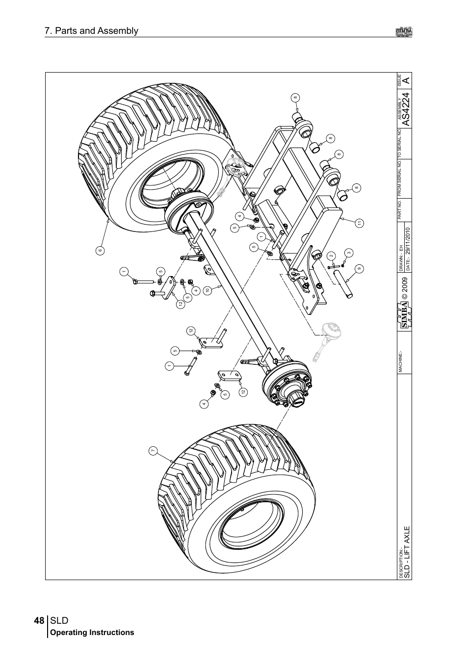 48 7. parts and assembly, Aas 42 24, Operating instructions | Si m b a, Sl d - li ft a xl e | Great Plains P18432A Operator Manual User Manual | Page 48 / 130