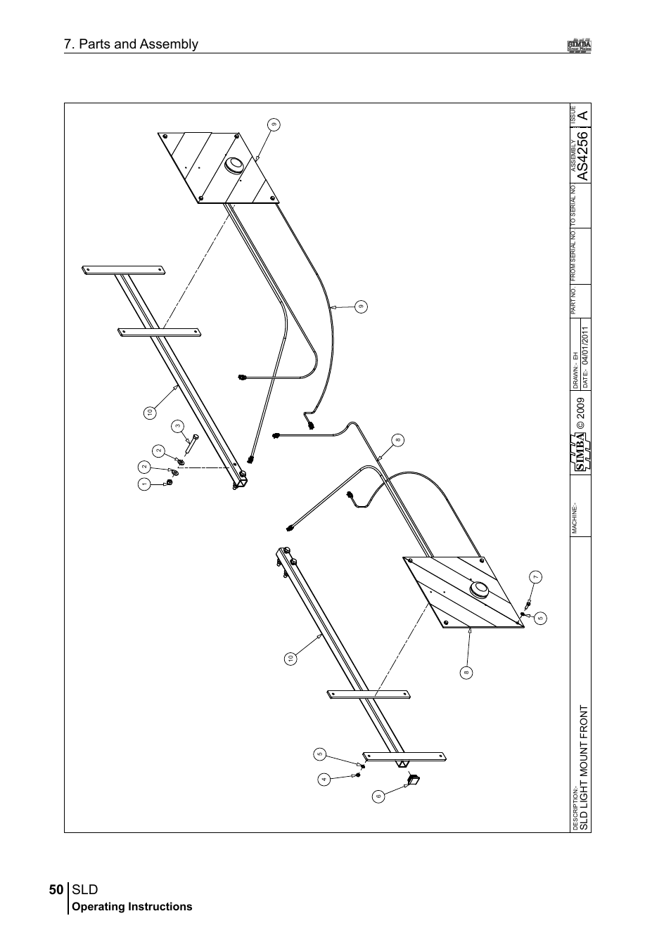 50 7. parts and assembly, Aas 42 56, Operating instructions | Si m b a | Great Plains P18432A Operator Manual User Manual | Page 50 / 130