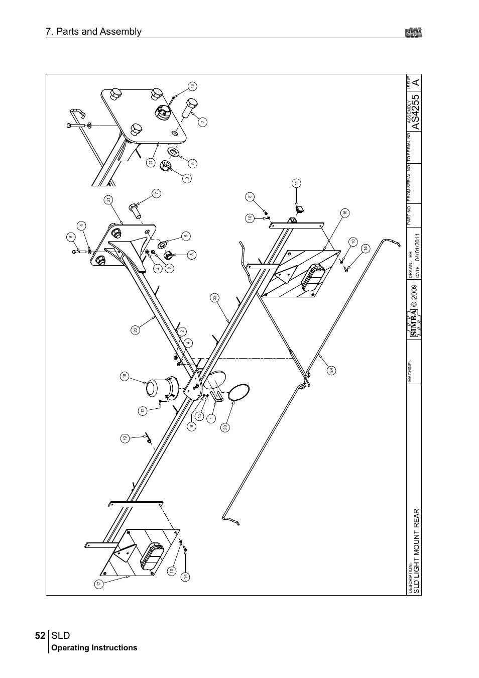 52 7. parts and assembly, Aas 42 55, Operating instructions | Si m b a | Great Plains P18432A Operator Manual User Manual | Page 52 / 130