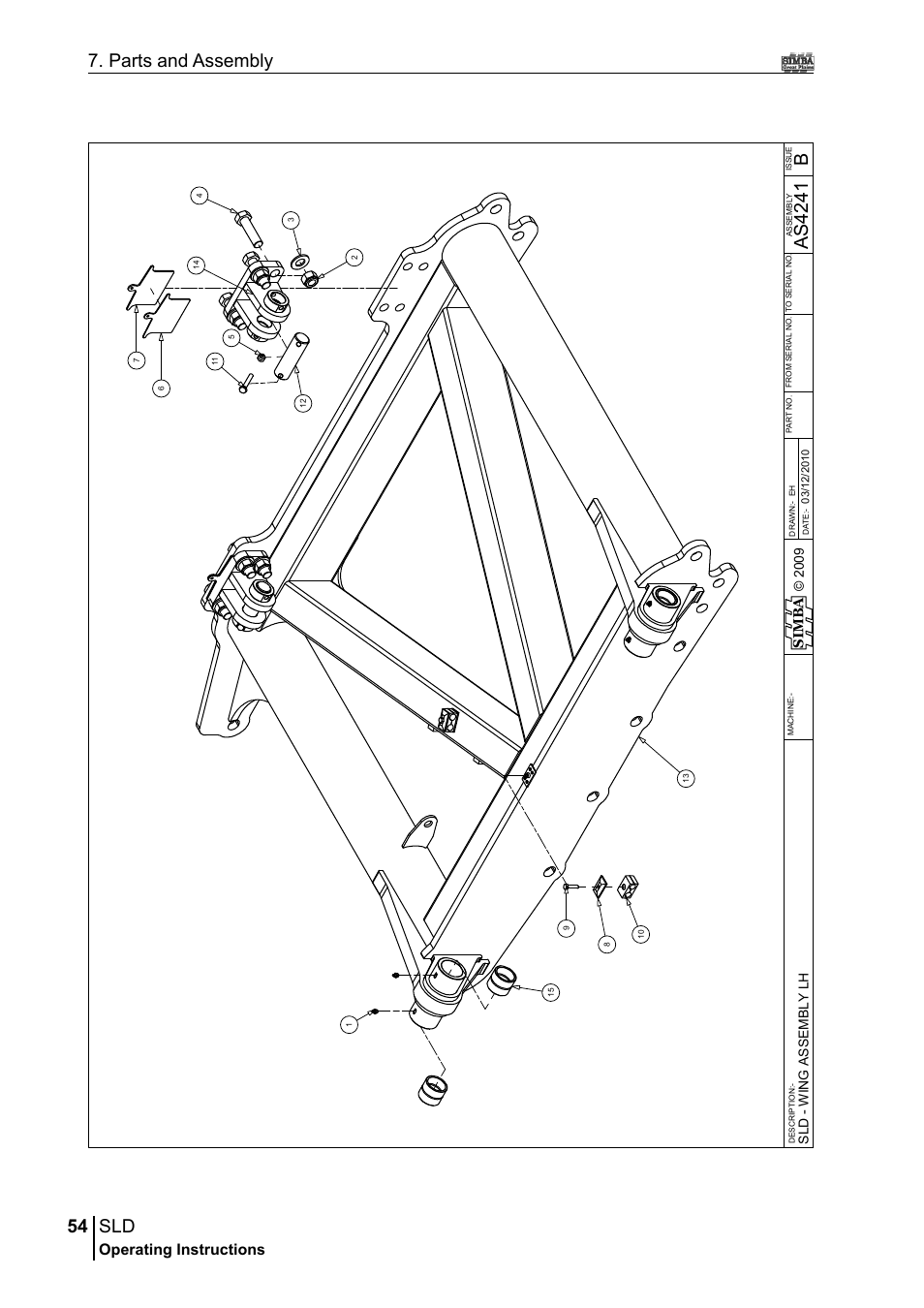 54 7. parts and assembly, Ba s4 24 1, Operating instructions | Sim b a | Great Plains P18432A Operator Manual User Manual | Page 54 / 130