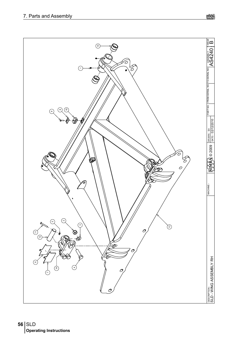 56 7. parts and assembly, Ba s4 24 0, Operating instructions | Sim b a | Great Plains P18432A Operator Manual User Manual | Page 56 / 130