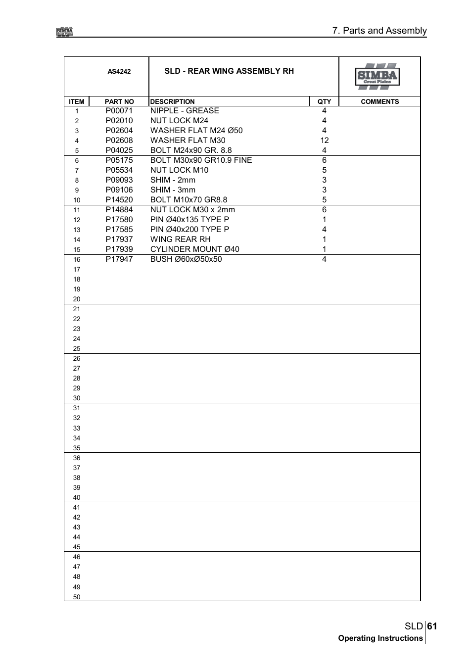 61 sld, Parts and assembly | Great Plains P18432A Operator Manual User Manual | Page 61 / 130