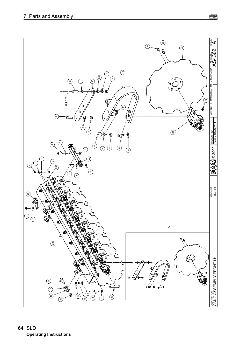 64 7. parts and assembly, As4 30 2, Operating instructions | Sim b a, A( 1 :1 0 ) a | Great Plains P18432A Operator Manual User Manual | Page 64 / 130