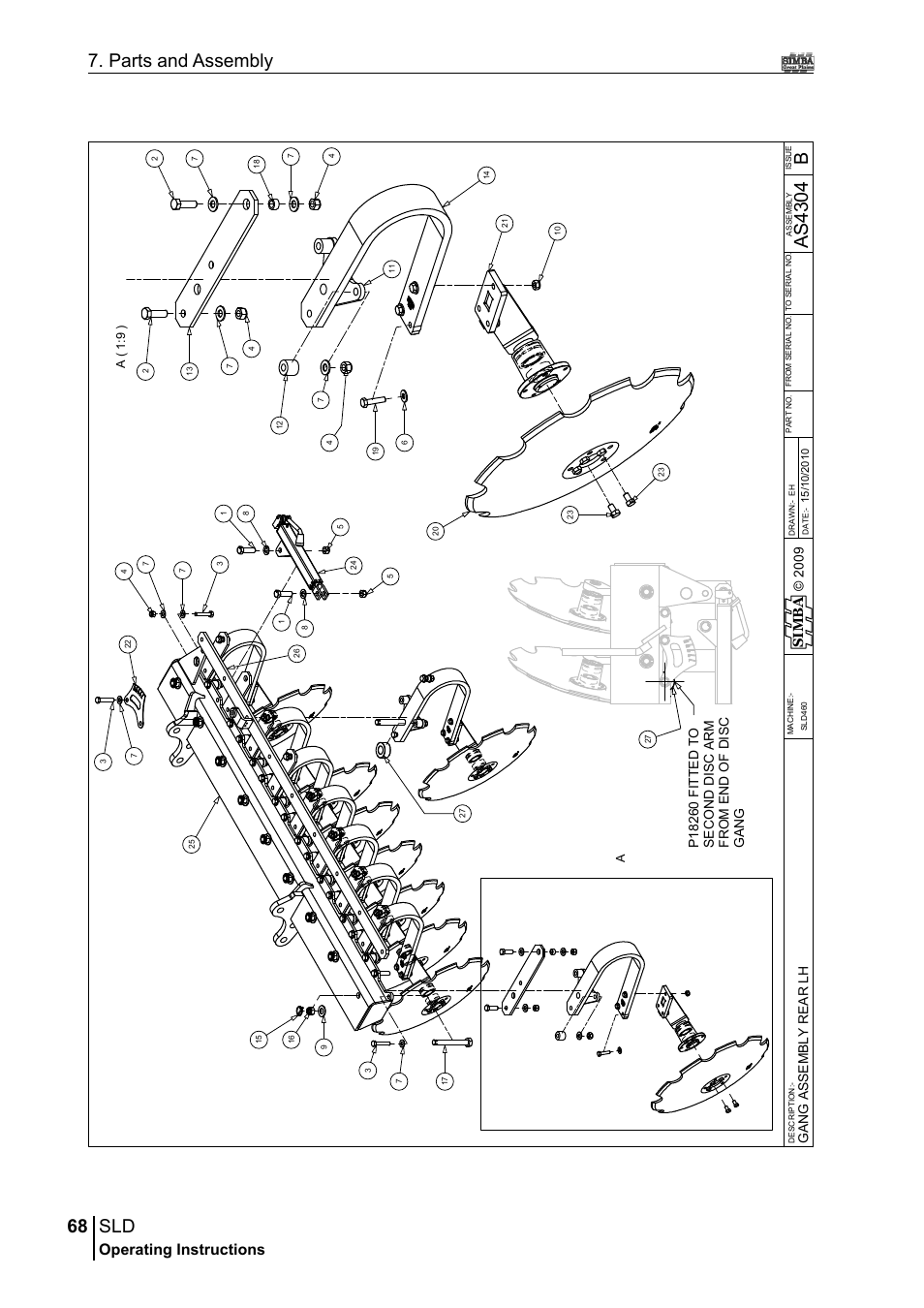 68 7. parts and assembly, Ba s4 30 4, Operating instructions | Si m b a, A( 1 :9 ) a | Great Plains P18432A Operator Manual User Manual | Page 68 / 130