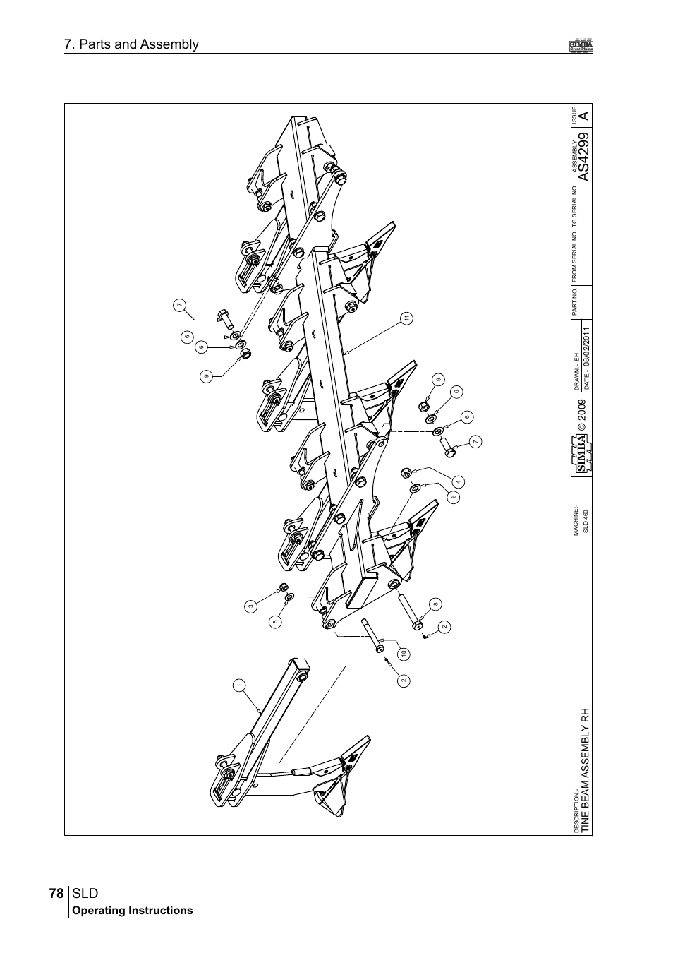 78 7. parts and assembly, As4 29 9, Operating instructions | Si m b a | Great Plains P18432A Operator Manual User Manual | Page 78 / 130