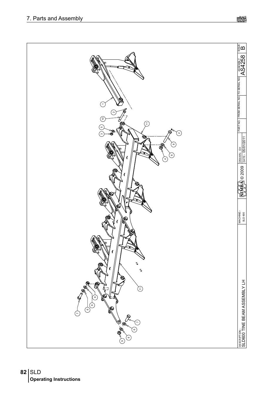 82 7. parts and assembly, Ba s4 25 8, Operating instructions | Si m b a | Great Plains P18432A Operator Manual User Manual | Page 82 / 130