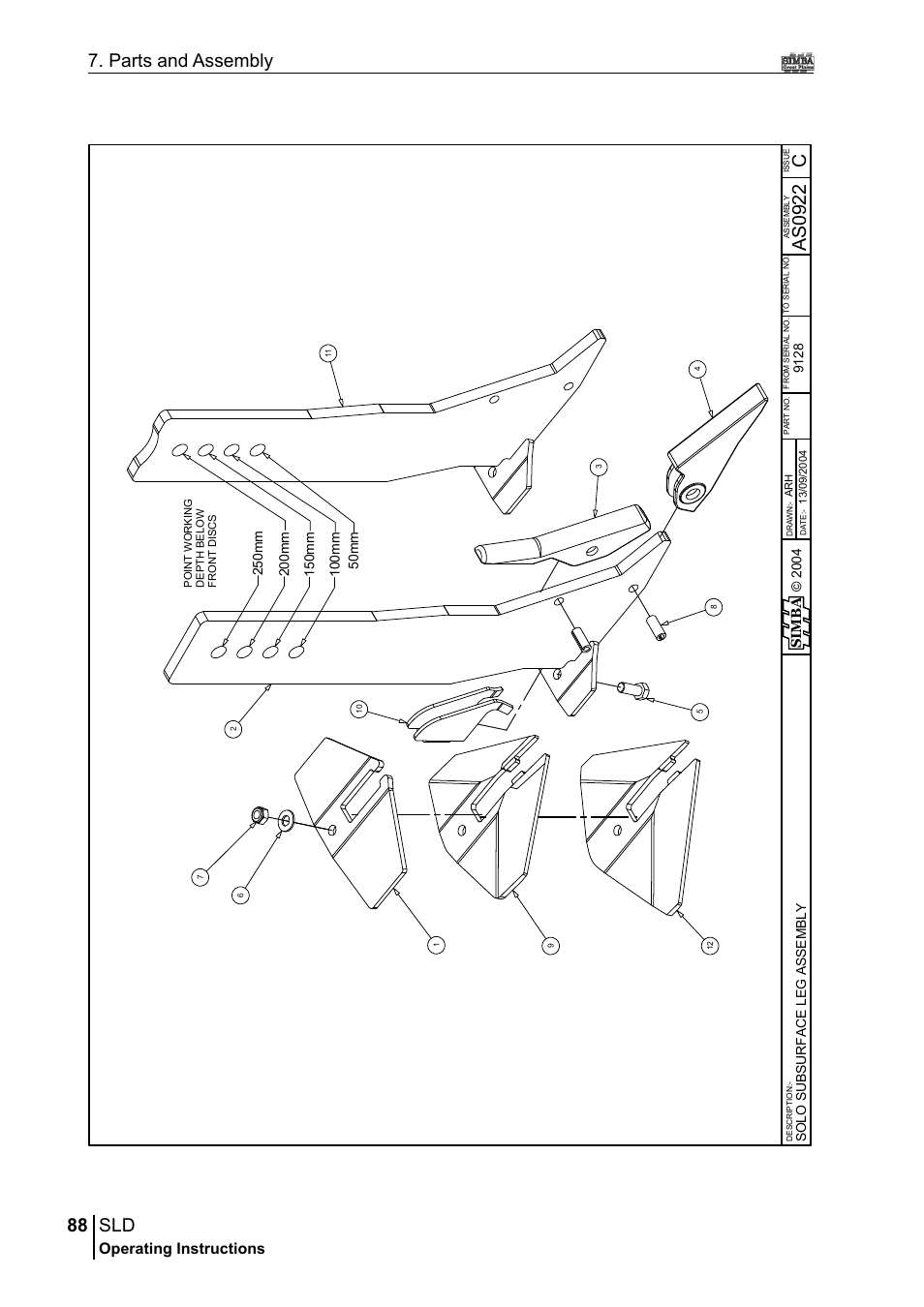 88 7. parts and assembly, Cas 09 22, Operating instructions | Great Plains P18432A Operator Manual User Manual | Page 88 / 130