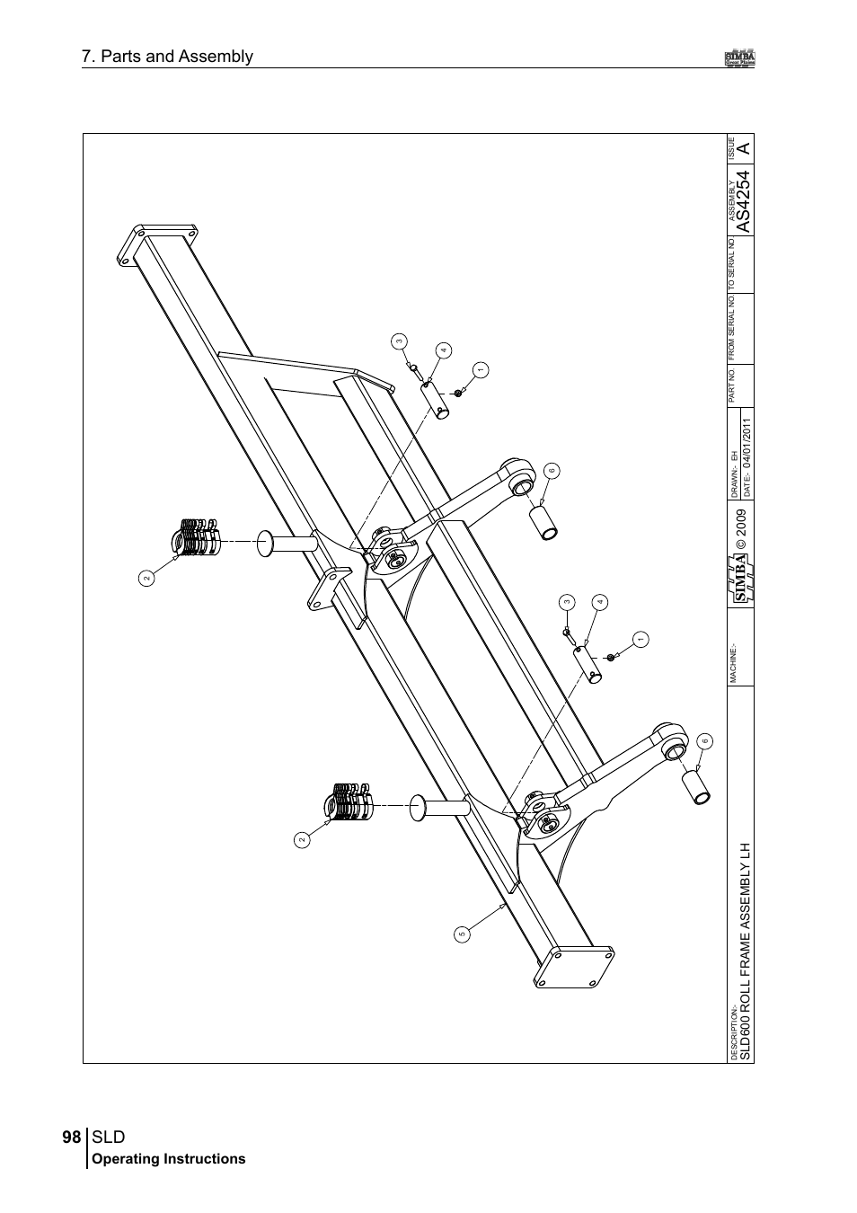 98 7. parts and assembly, As4 25 4, Operating instructions | Sim b a | Great Plains P18432A Operator Manual User Manual | Page 98 / 130