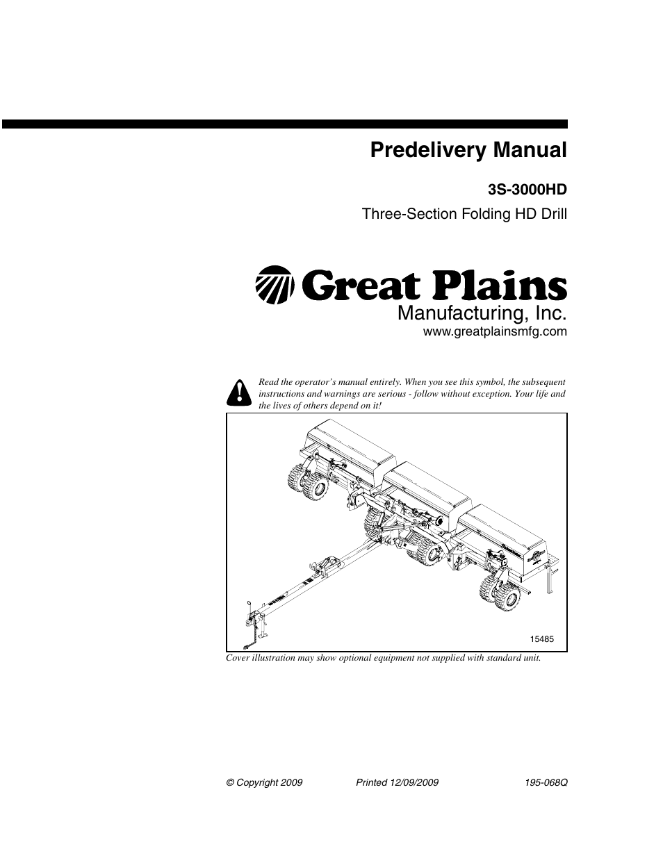Great Plains 3S-3000HDF Predelivery Manual User Manual | 48 pages