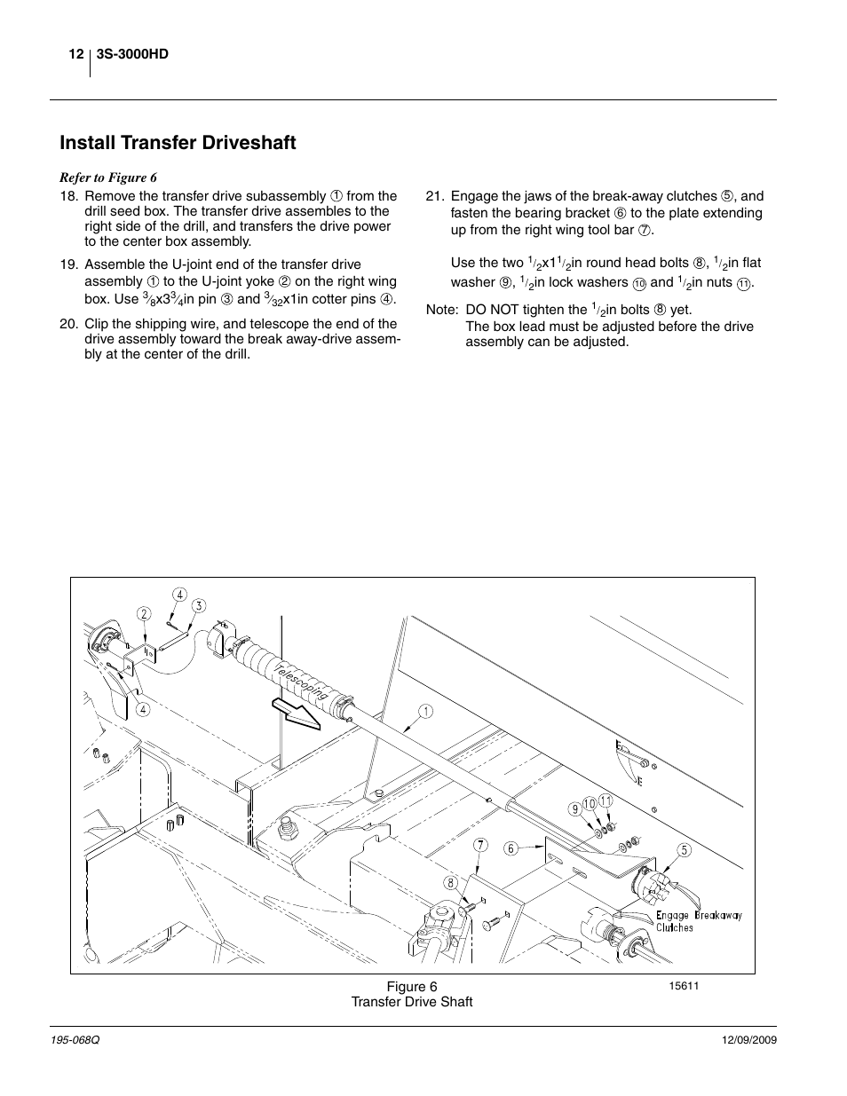 Install transfer driveshaft | Great Plains 3S-3000HDF Predelivery Manual User Manual | Page 14 / 48