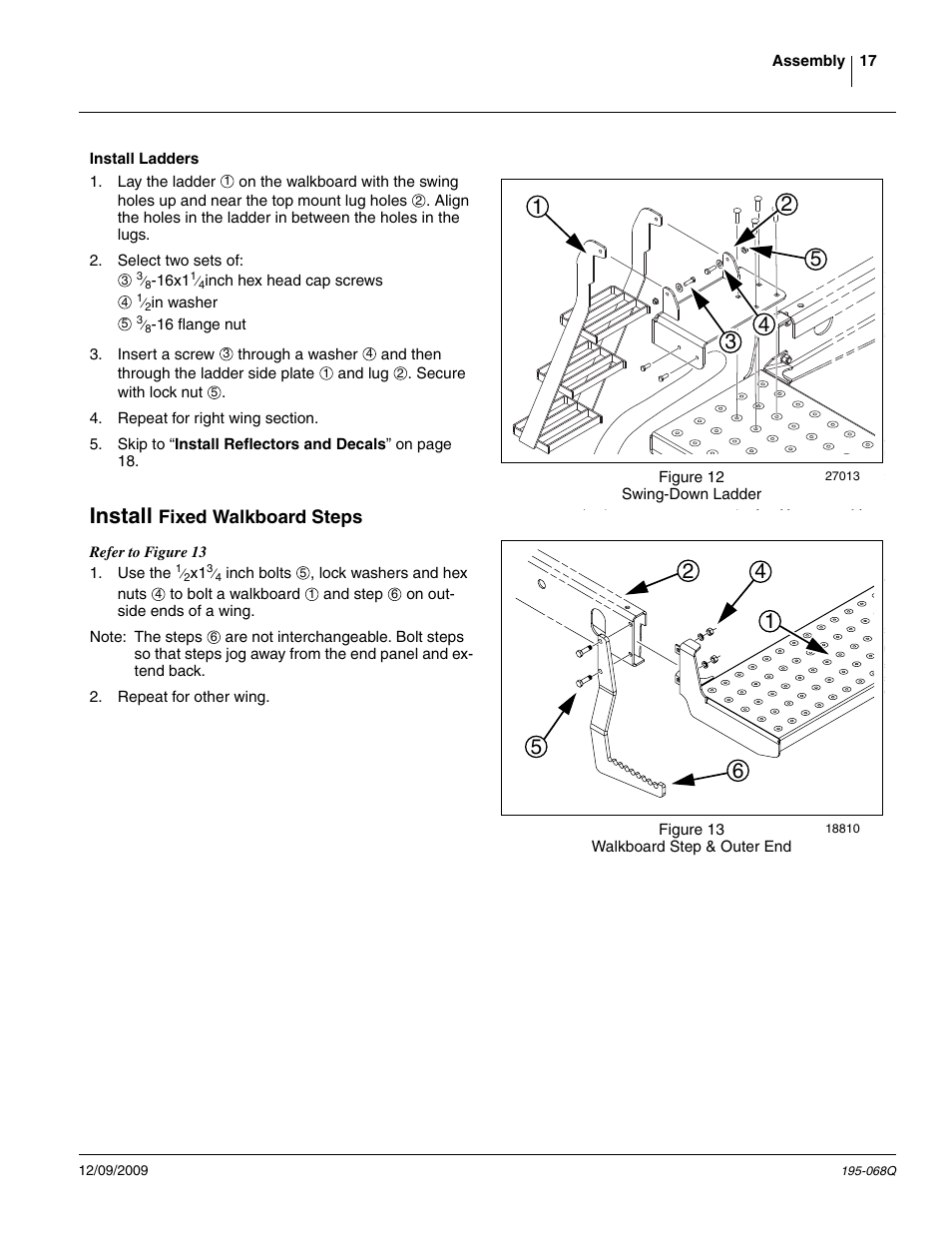Install ladders, Install fixed walkboard steps, Install | Great Plains 3S-3000HDF Predelivery Manual User Manual | Page 19 / 48