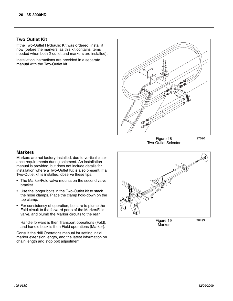 Two outlet kit, Markers | Great Plains 3S-3000HDF Predelivery Manual User Manual | Page 22 / 48