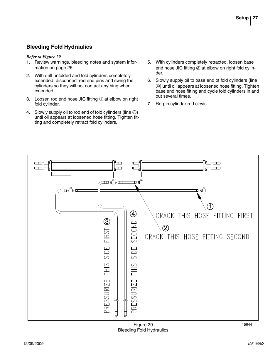 Bleeding fold hydraulics | Great Plains 3S-3000HDF Predelivery Manual User Manual | Page 29 / 48