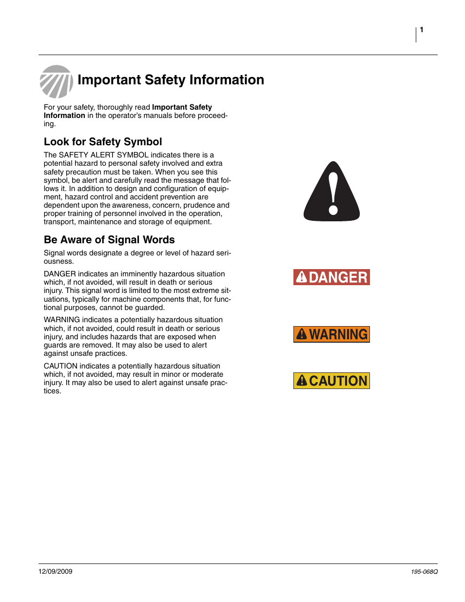 Important safety information, Look for safety symbol, Be aware of signal words | Great Plains 3S-3000HDF Predelivery Manual User Manual | Page 3 / 48