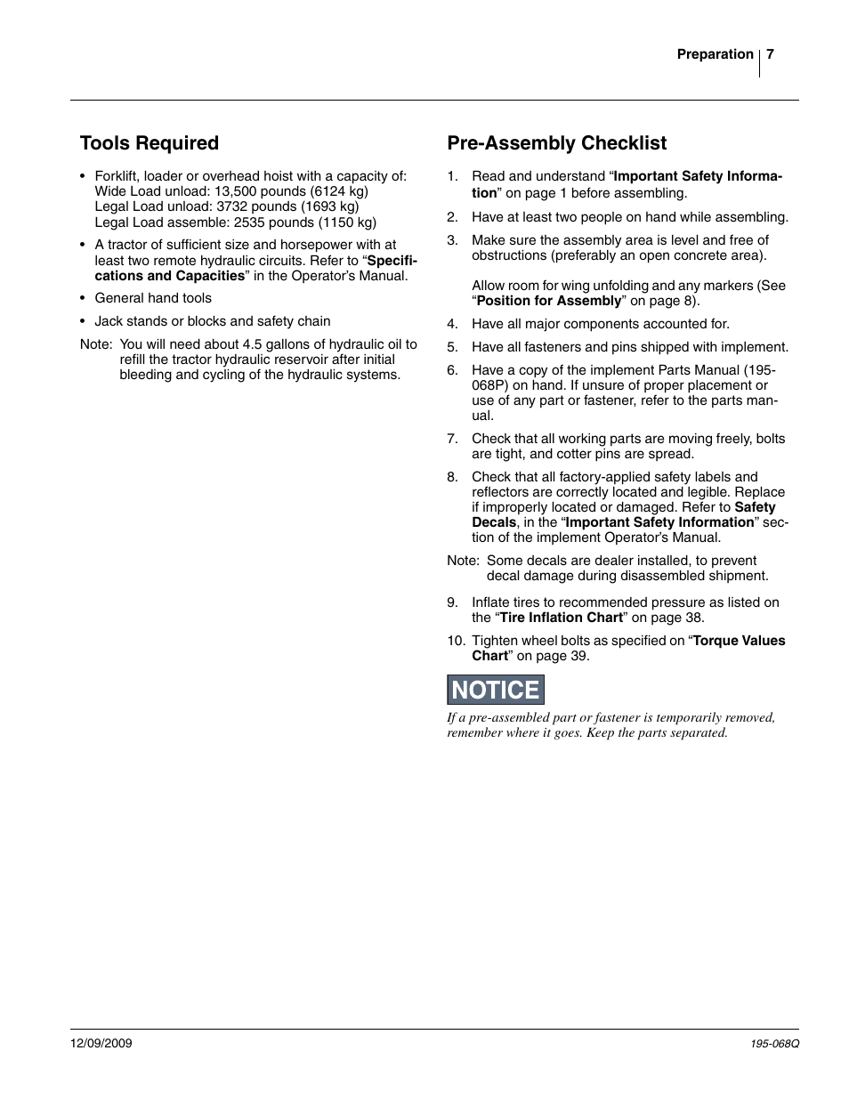 Tools required, Pre-assembly checklist, Tools required pre-assembly checklist | Great Plains 3S-3000HDF Predelivery Manual User Manual | Page 9 / 48