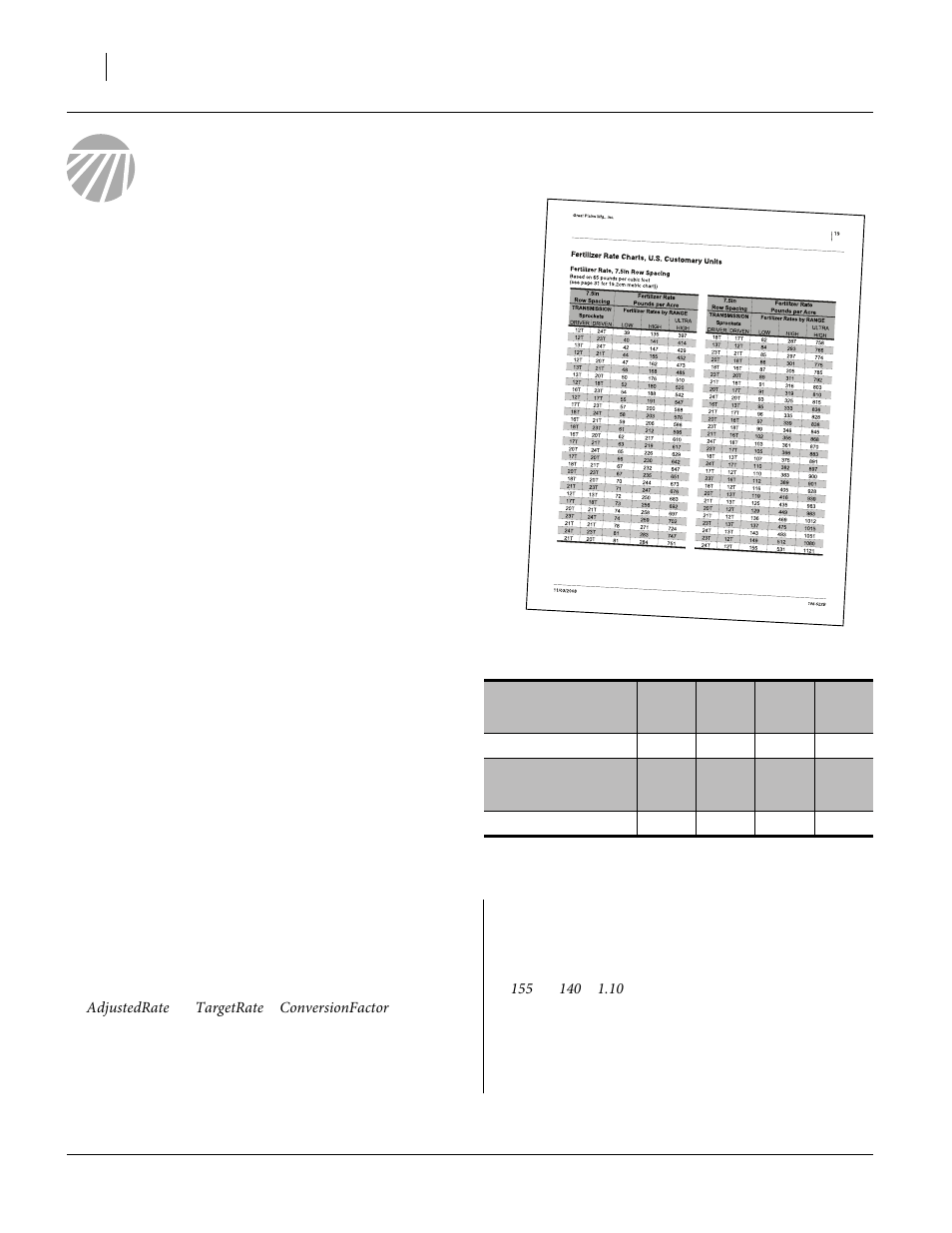 Setting fertilizer rate, Adjusting for density, Setting fertilizer rate adjusting for density | Great Plains 3S-4010HDF Material Rate User Manual | Page 16 / 36