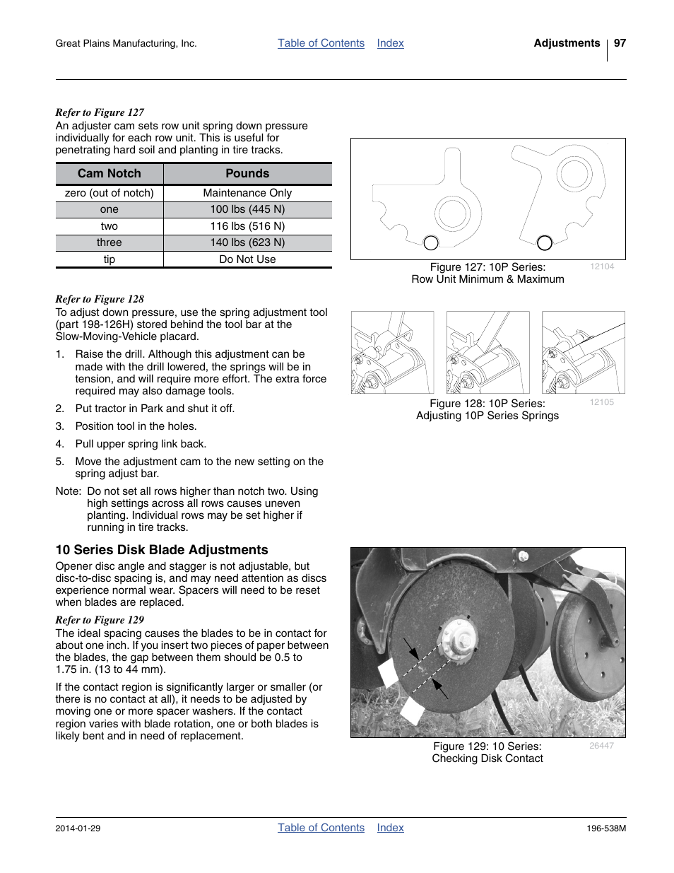 10 series disk blade adjustments | Great Plains 3N-4025P Operator Manual User Manual | Page 101 / 194
