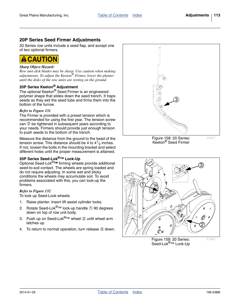 20p series seed firmer adjustments, 20p series keeton® adjustment, 20p series seed-lok®™ lock-up | Great Plains 3N-4025P Operator Manual User Manual | Page 117 / 194