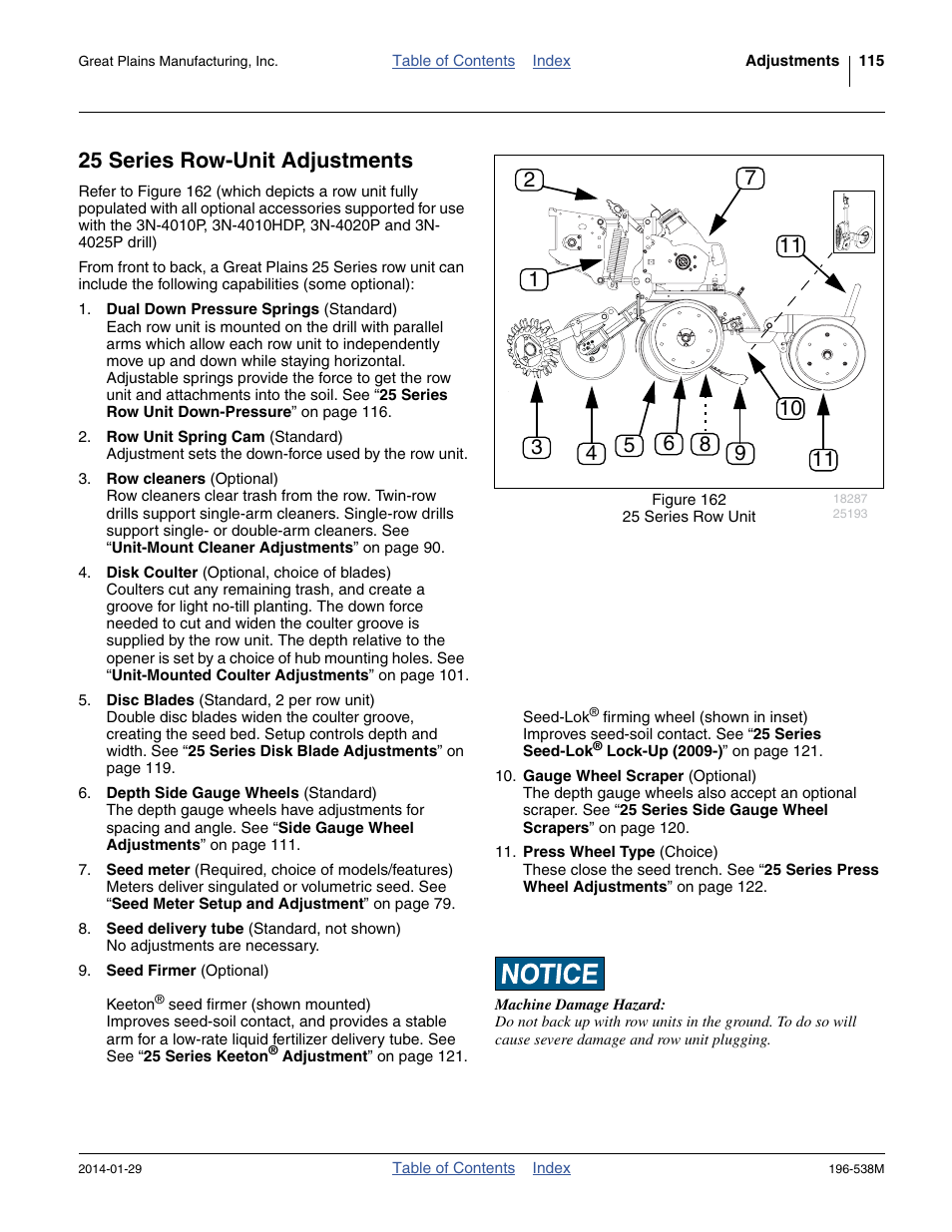 25 series row-unit adjustments | Great Plains 3N-4025P Operator Manual User Manual | Page 119 / 194