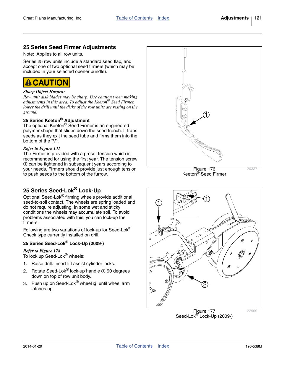 25 series seed firmer adjustments, 25 series keeton® adjustment, 25 series seed-lok® lock-up | 25 series seed-lok® lock-up (2009-), See “ 25 series keeton, Es seed-soil contact. see “ 25 series seed-lok | Great Plains 3N-4025P Operator Manual User Manual | Page 125 / 194