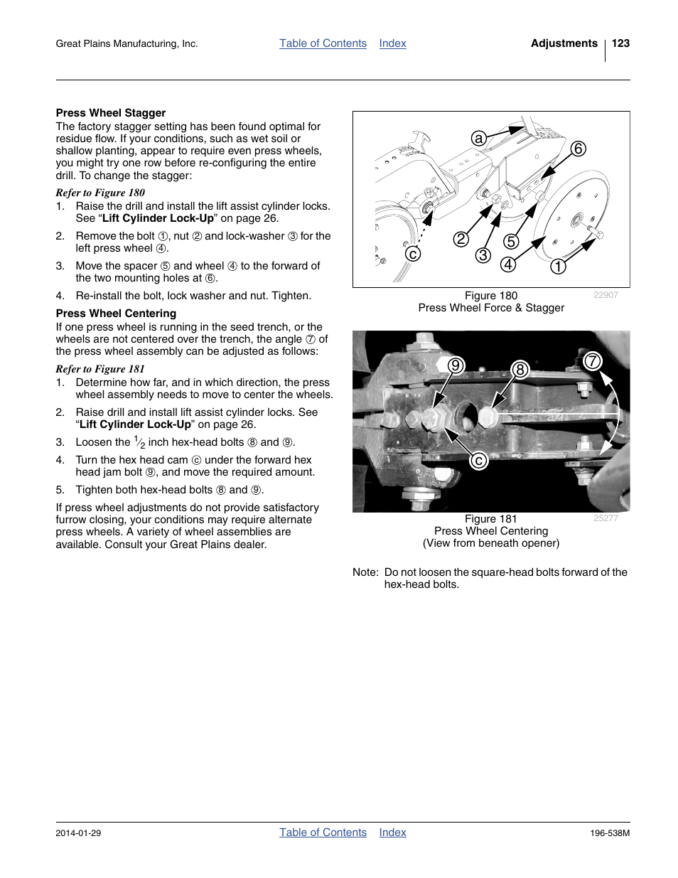 Press wheel stagger, Press wheel centering, 98 7 c | Great Plains 3N-4025P Operator Manual User Manual | Page 127 / 194