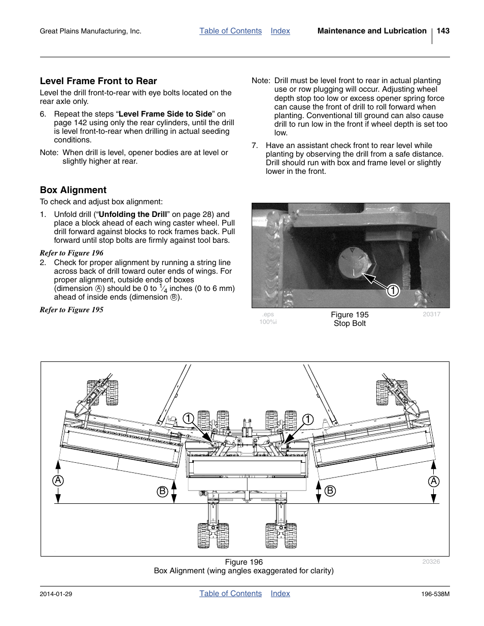 Level frame front to rear, Box alignment | Great Plains 3N-4025P Operator Manual User Manual | Page 147 / 194
