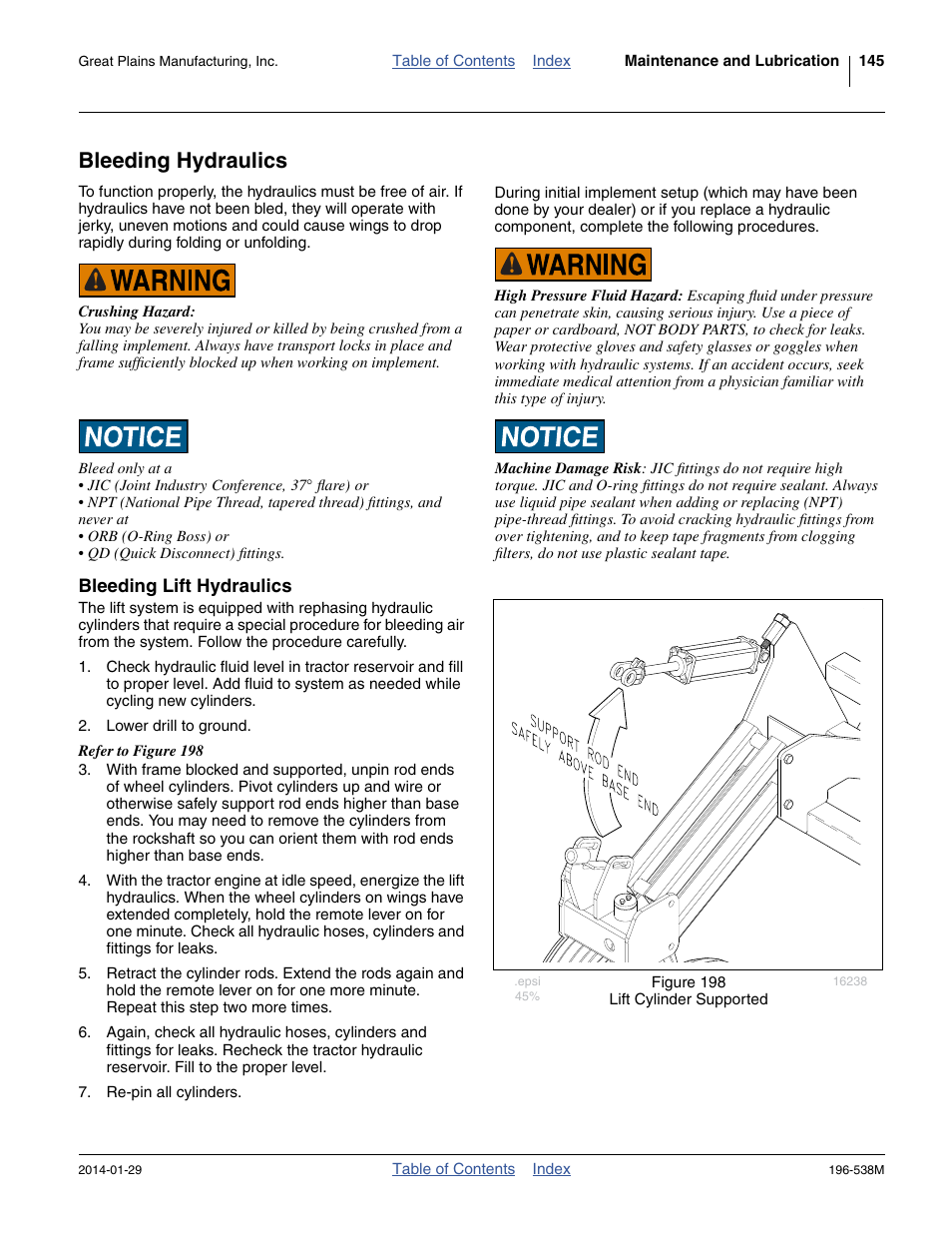 Bleeding hydraulics, Bleeding lift hydraulics | Great Plains 3N-4025P Operator Manual User Manual | Page 149 / 194
