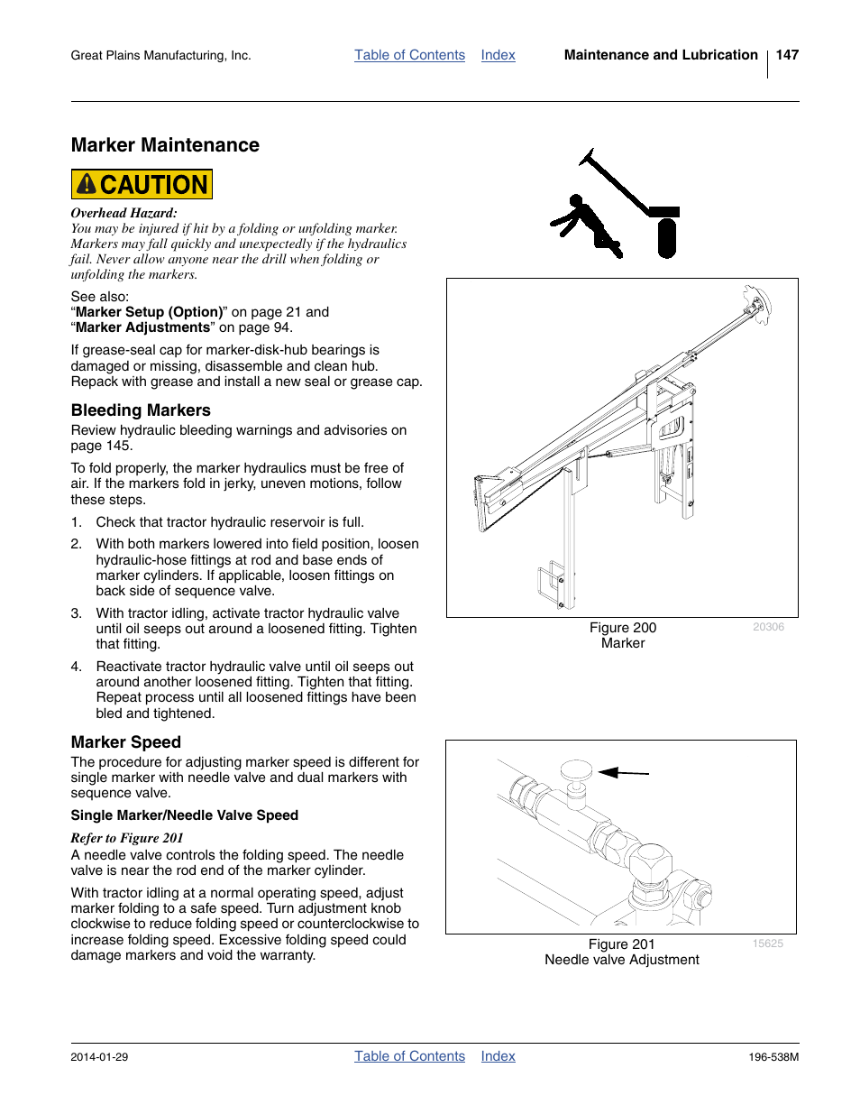 Marker maintenance, Bleeding markers, Marker speed | Single marker/needle valve speed, Bleeding markers marker speed | Great Plains 3N-4025P Operator Manual User Manual | Page 151 / 194